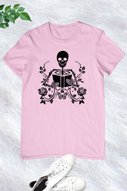 Skeleton With Book Trendy T-Shirt