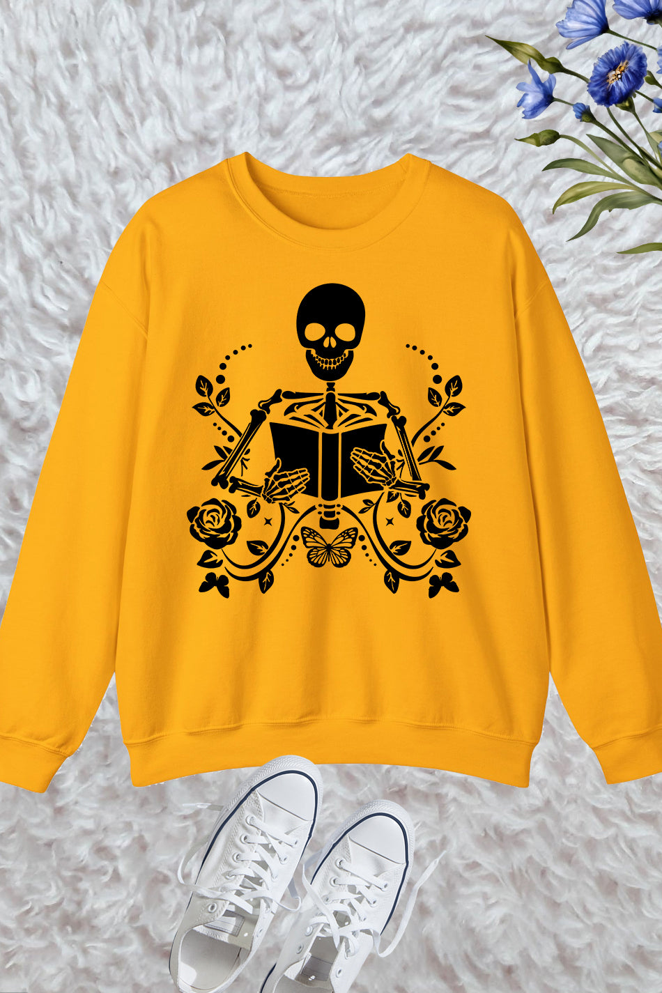 Skeleton With Book Trendy Sweatshirt