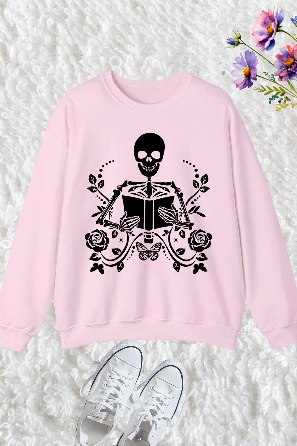 Skeleton With Book Trendy Sweatshirt