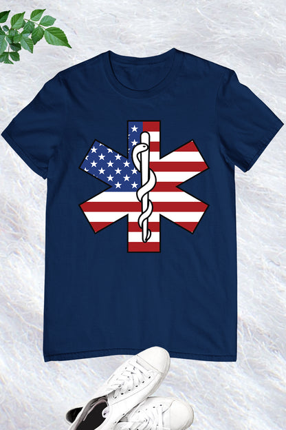 Star of Life Flag Paramedic T Shirts