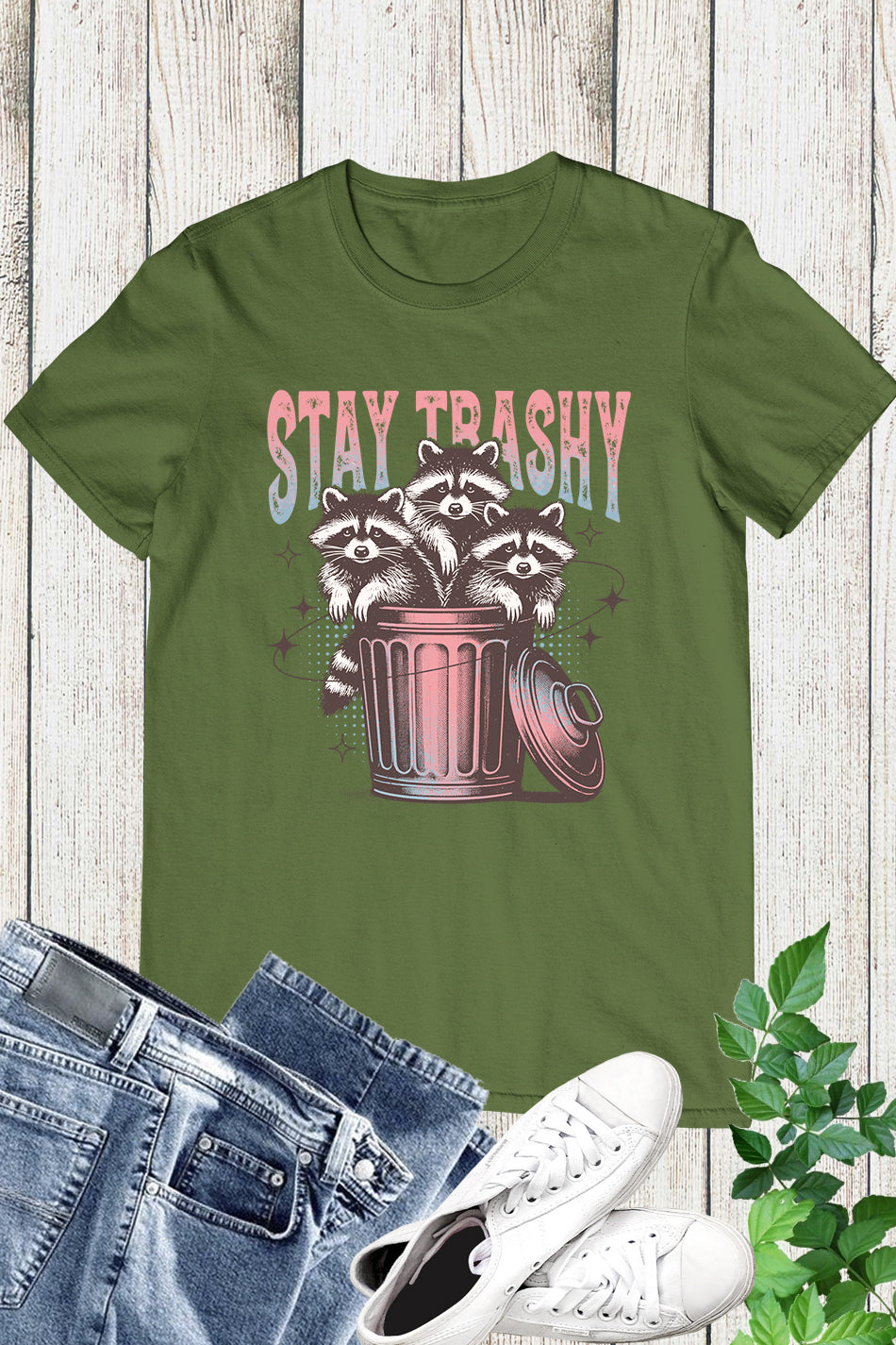 Stay Trashy Retro Funny Raccoon Shirt