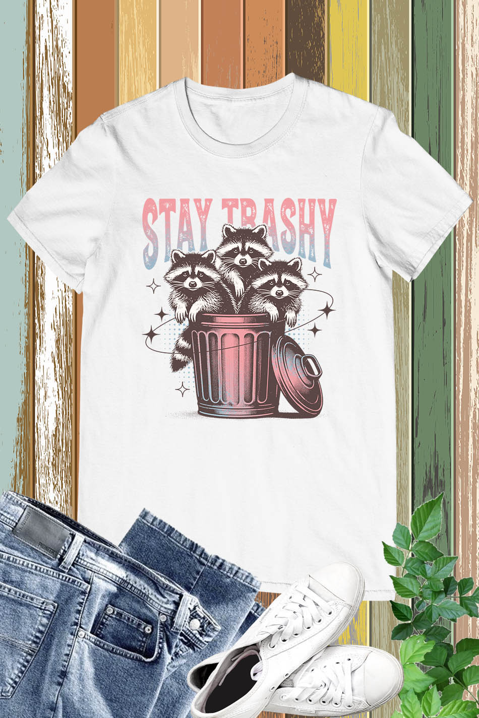 Stay Trashy Retro Funny Raccoon Shirt