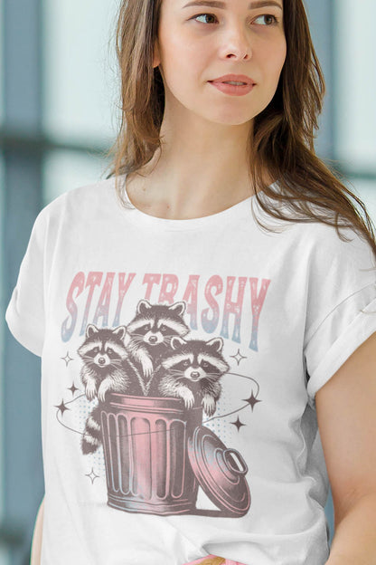 Stay Trashy Retro Funny Raccoon Shirt