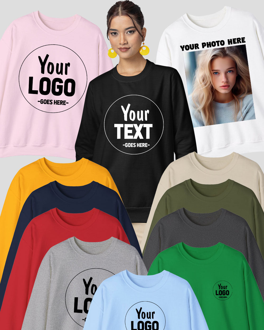 Custom Sweatshirt Print Your Photo Text Logo