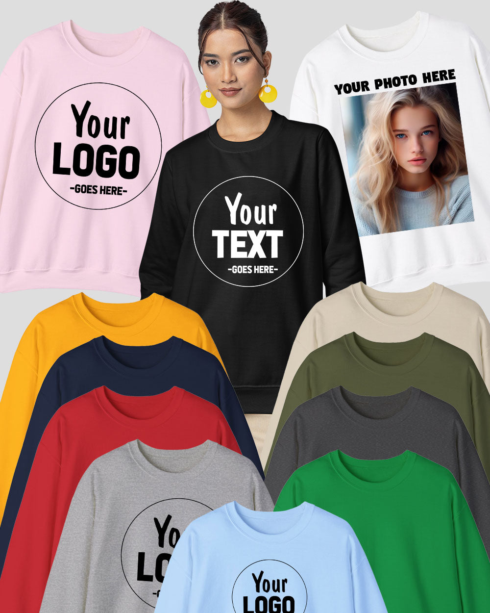 Custom Sweatshirt Print Your Photo Text Logo