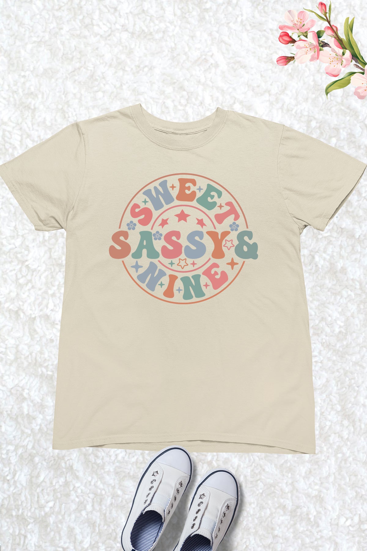 Girly Happy 9th Birthday Shirt