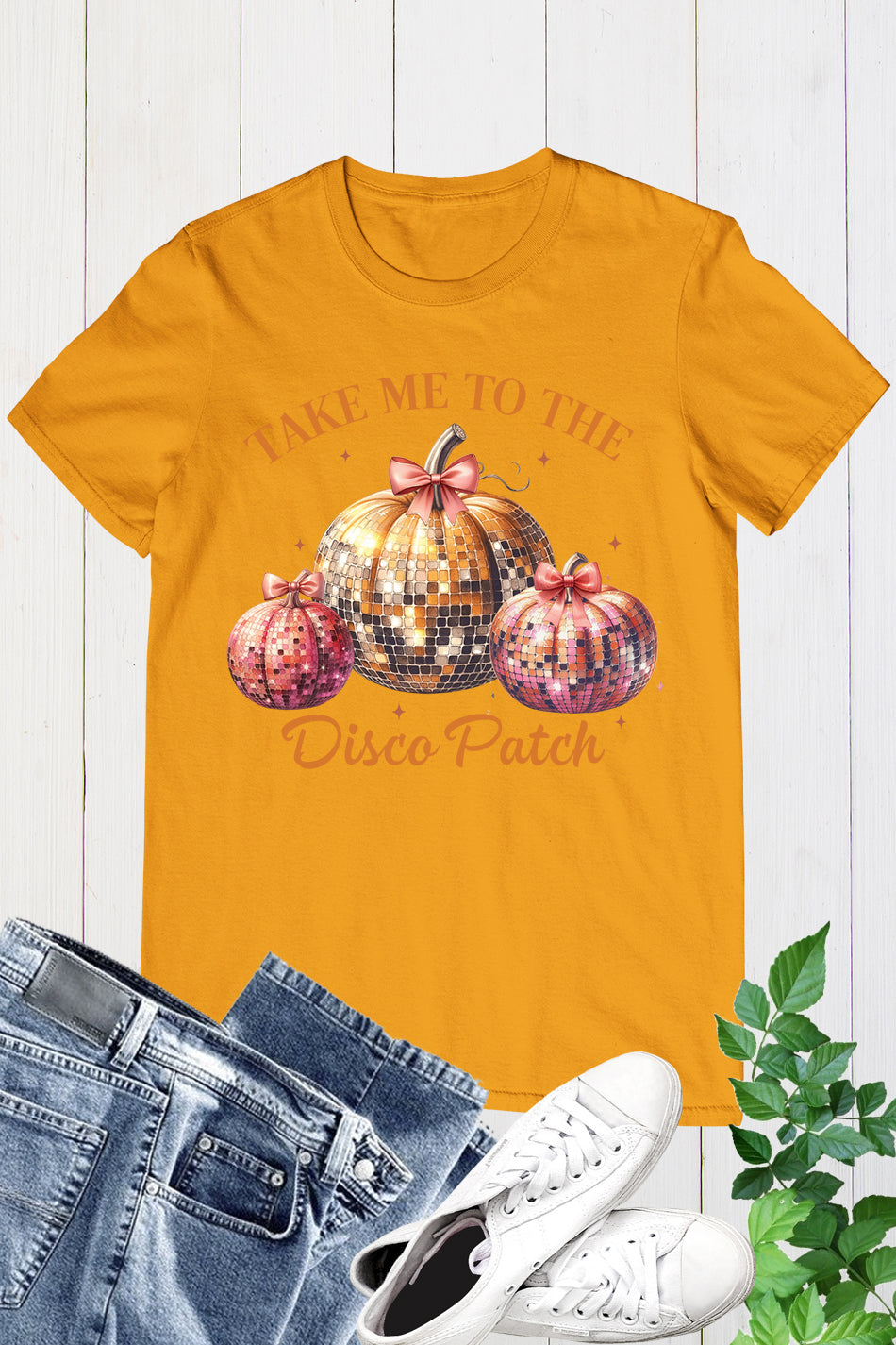 Disco Ball Pumpkin Retro T Shirt