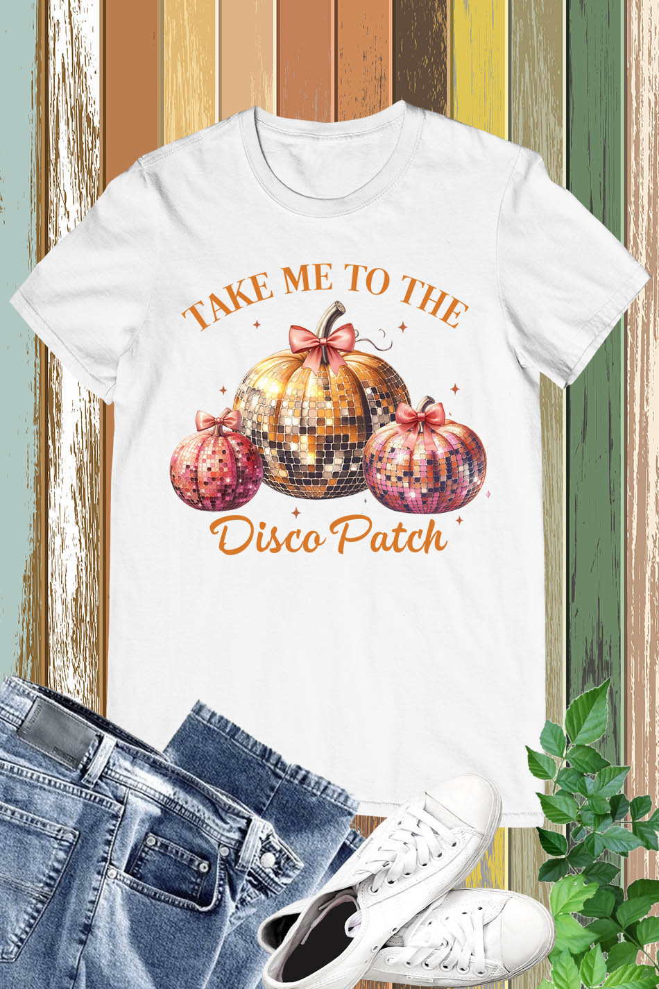 Disco Ball Pumpkin Retro T Shirt