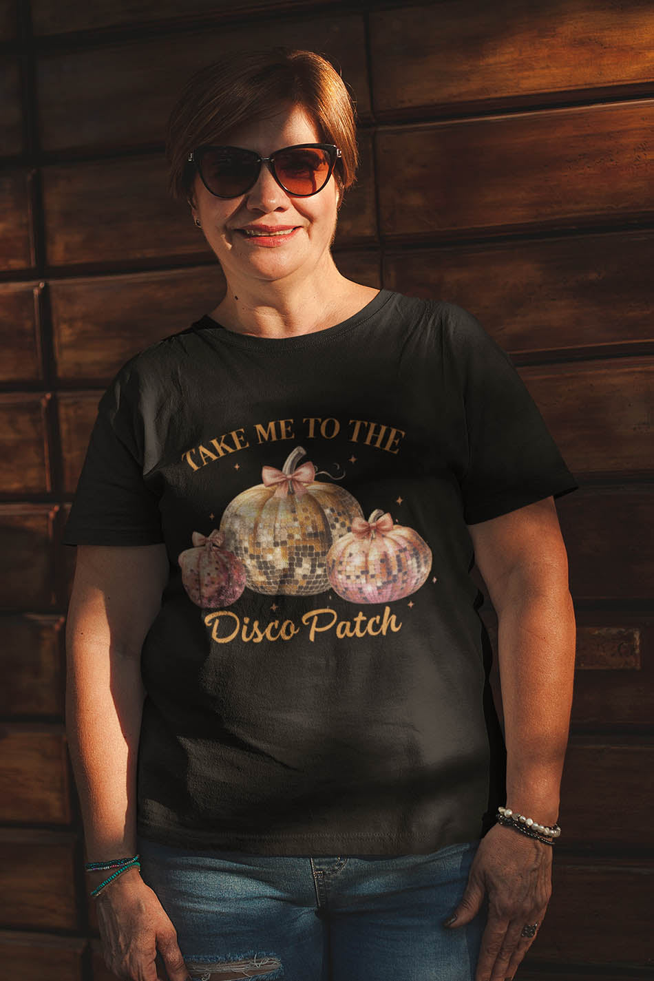 Disco Ball Pumpkin Retro T Shirt