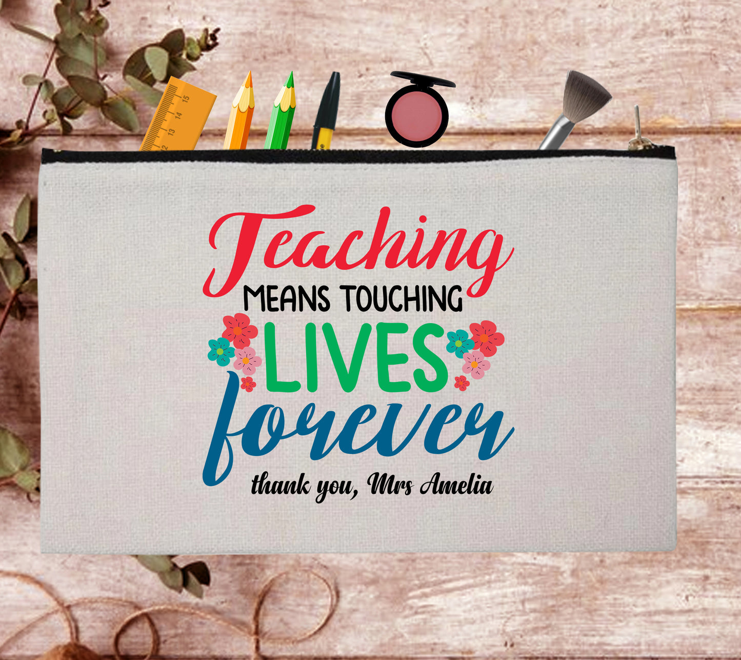 Christmas Teacher Appreciations Custom Thank You Pouch Bag Pencil Case