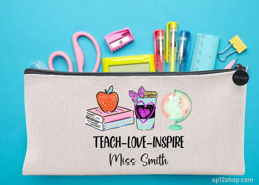 Thank You Teacher Appreciation Custom Teaching  Pouch Bag Pencil Case