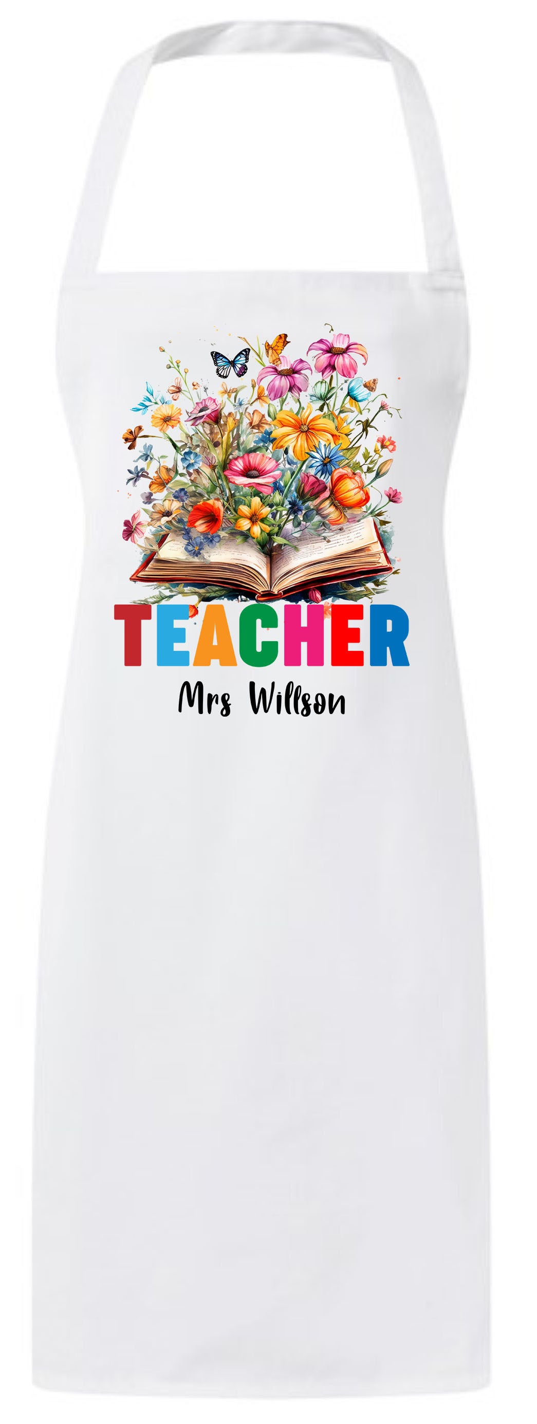 Personalized Floral Books Lover Custom Teacher Appreciation Thank You Gift Apron