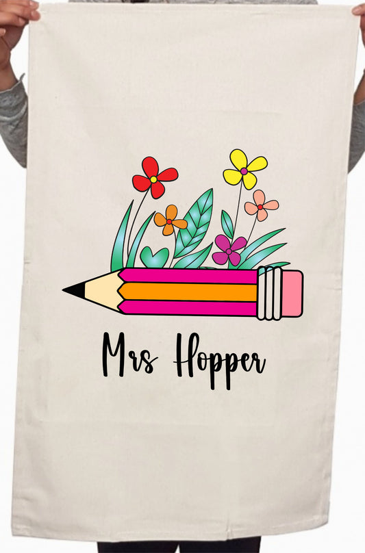 Custom Teacher Appreciation Book Lover Kitchen Table Tea Towel