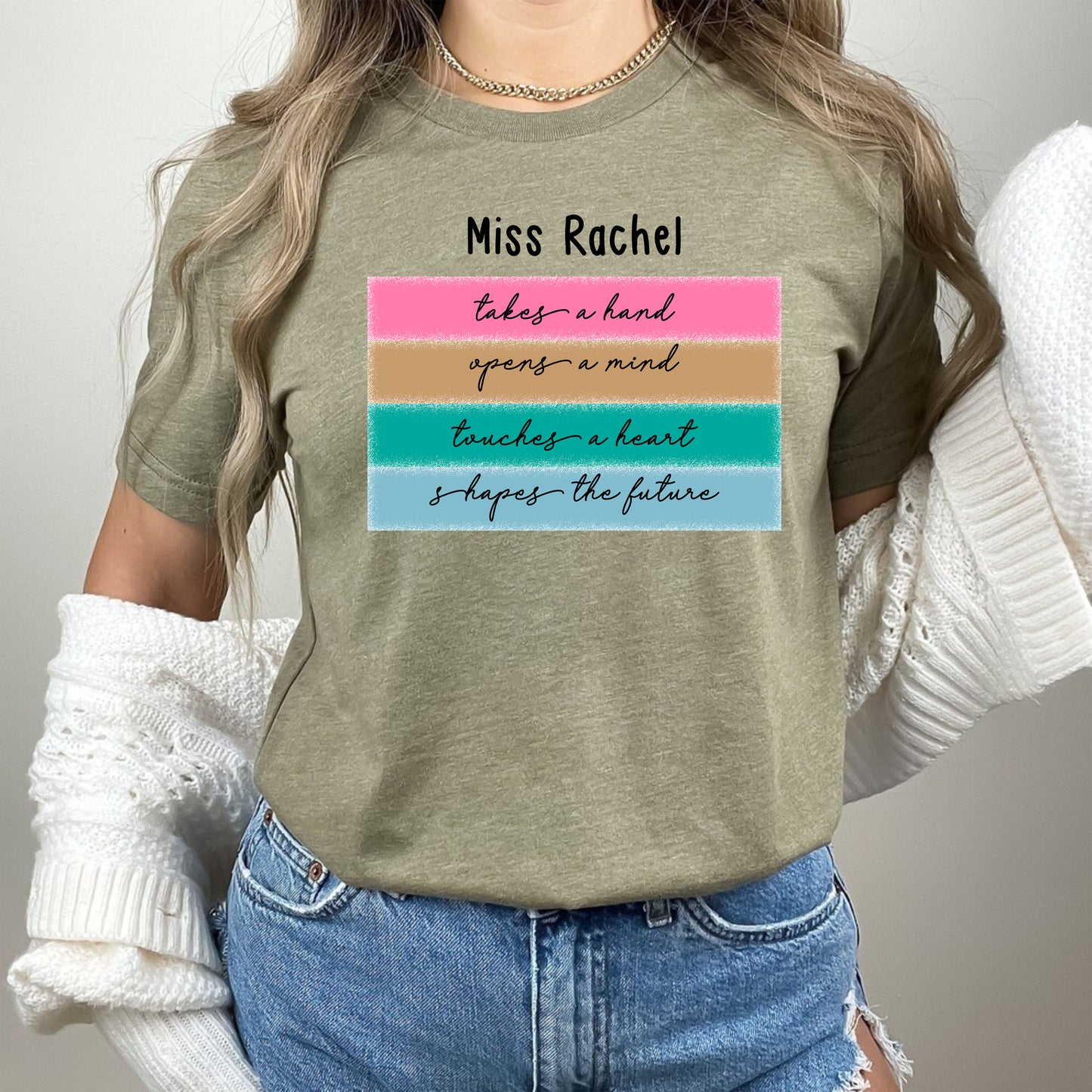 Personalized Takes A Hand Opens A Mind Custom Teacher Teaching Shirt