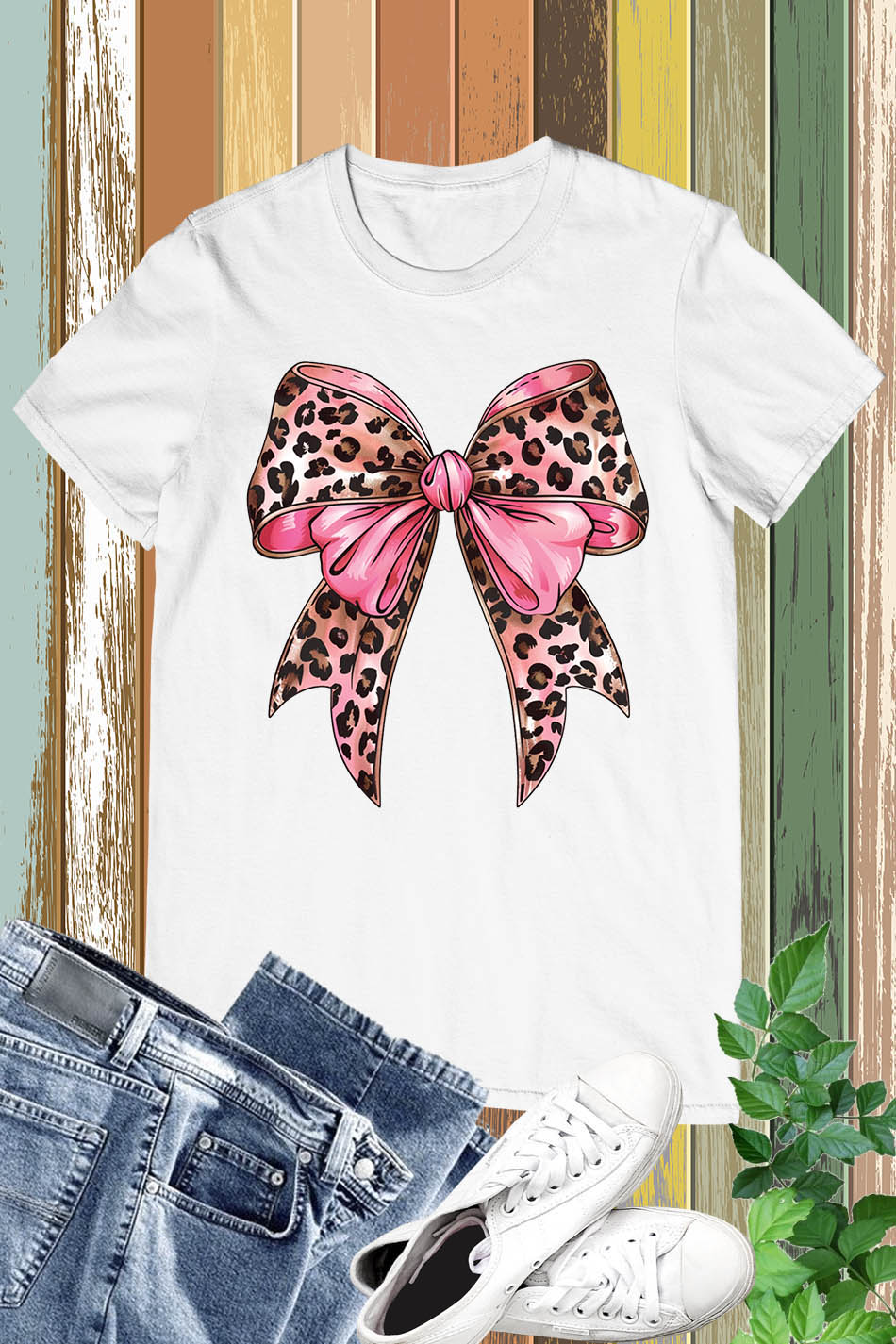 Coquette Pink Leopard Bow Girls Shirt