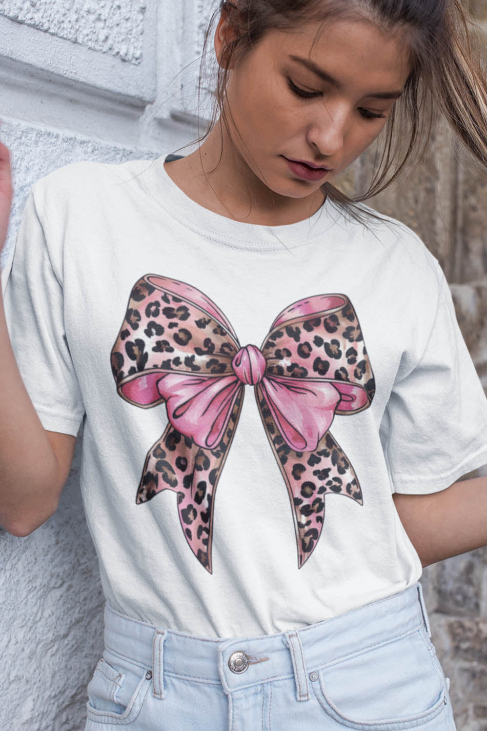 Coquette Pink Leopard Bow Girls Shirt