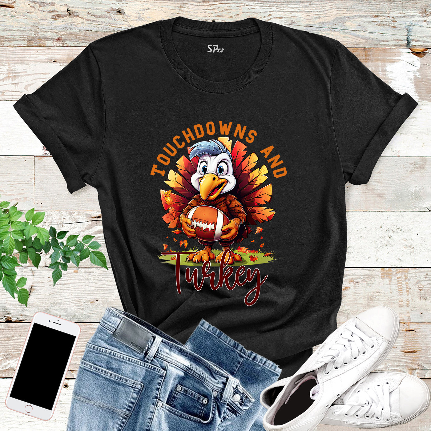 Touchdowns and Turkey Football T Shirt