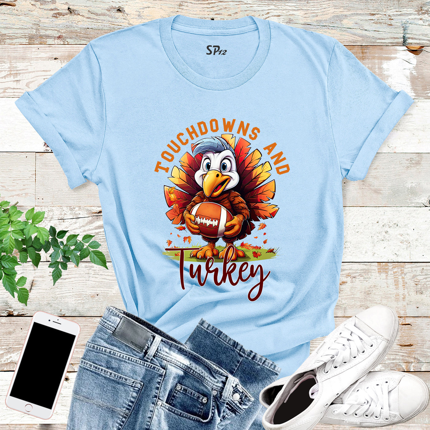 Touchdowns and Turkey Football T Shirt