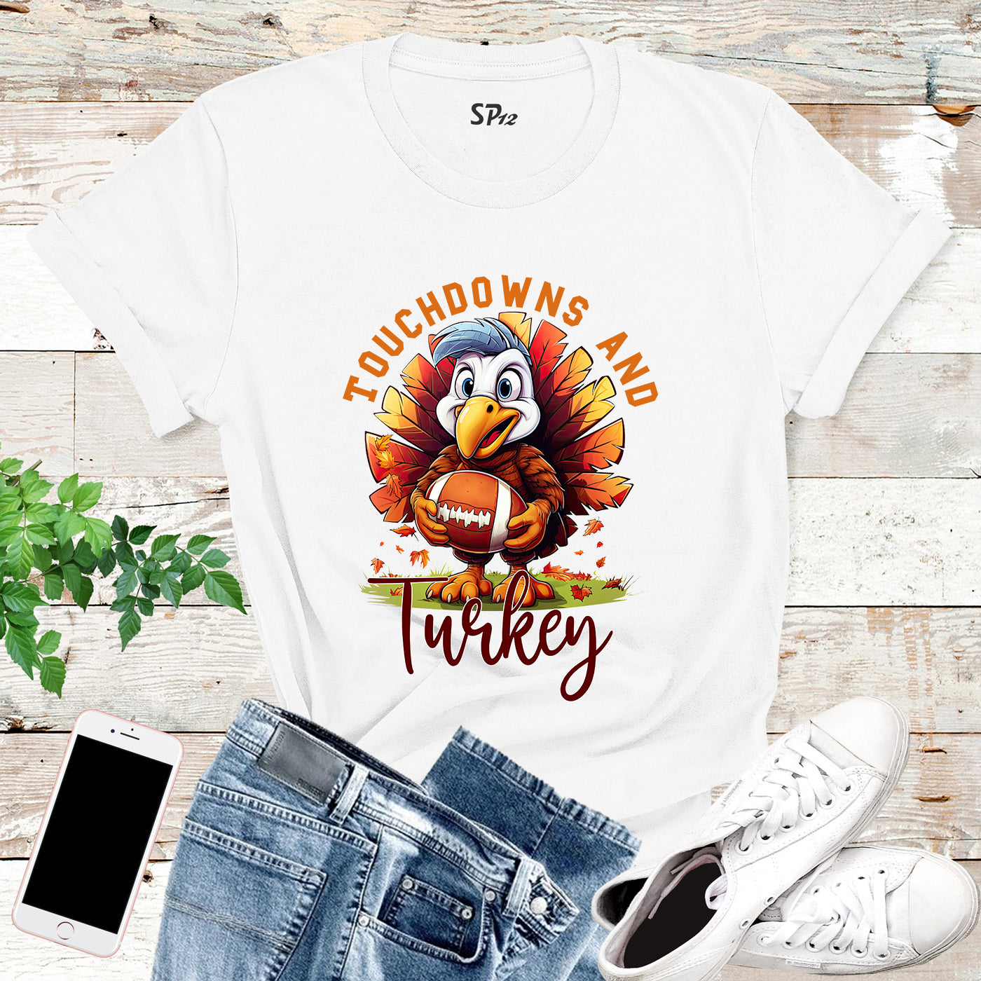 Touchdowns and Turkey Football T Shirt