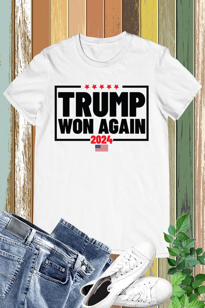 Trump Won Again 2024 American President T Shirt