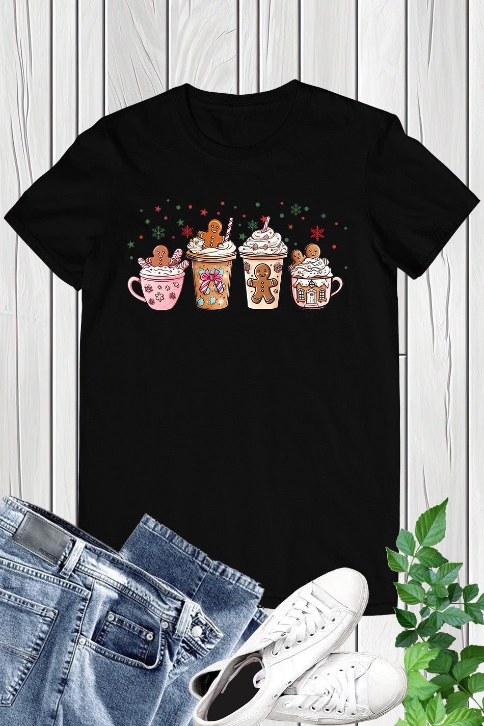 Pink Gingerbread Coffee Christmas Shirt