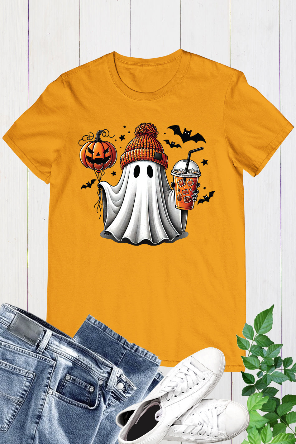 Ghost Coffee Pumpkin Halloween Fall Shirt