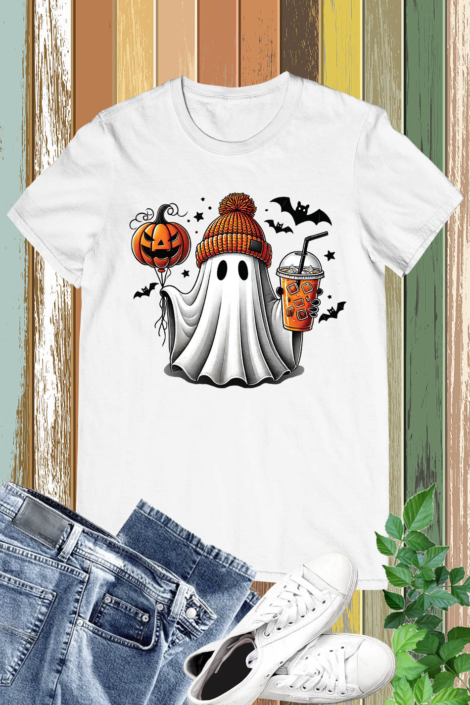 Ghost Coffee Pumpkin Halloween Fall Shirt