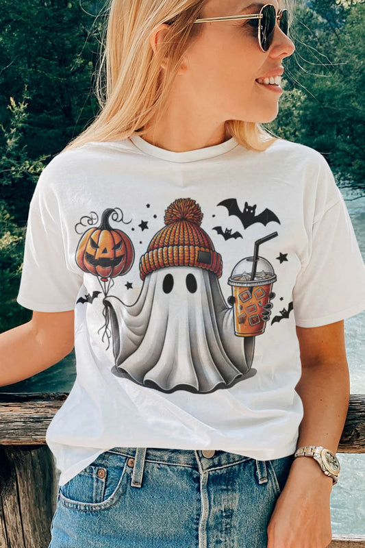 Ghost Coffee Pumpkin Halloween Fall Shirt