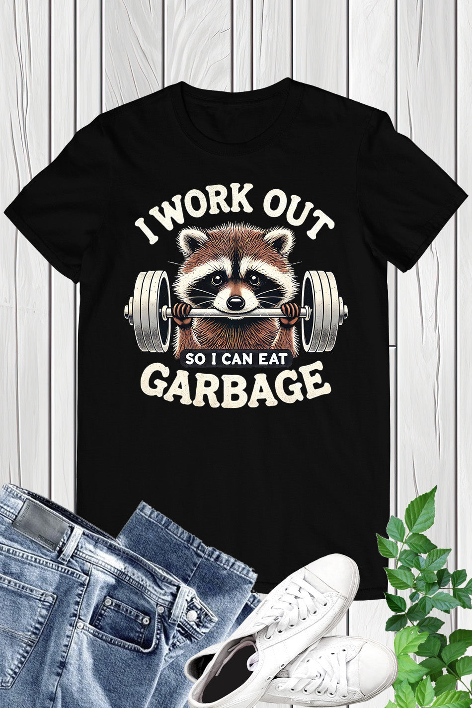 I Workout Raccoon Funny Shirt