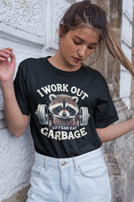 I Workout Raccoon Funny Shirt