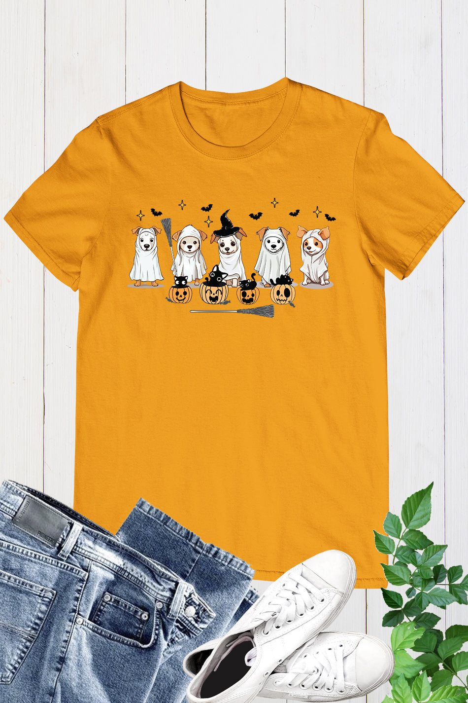 Ghost Dog Black Cat Halloween Shirt