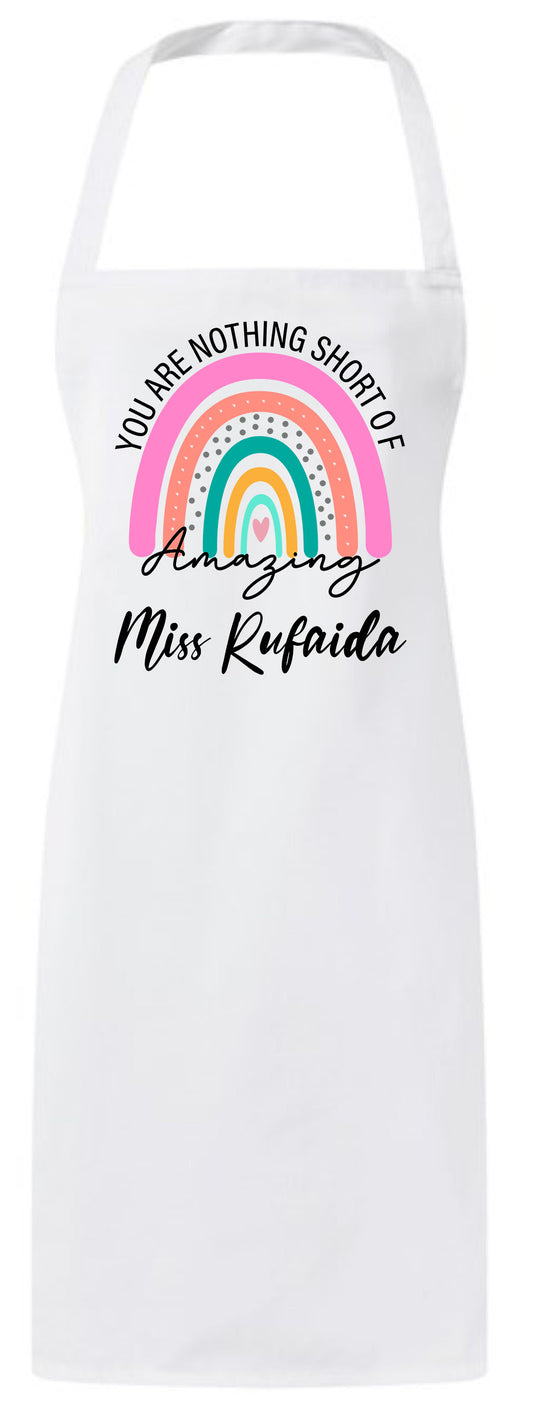 Personalized Cute Teacher Appreciation Custom Thank You Rainbow Apron