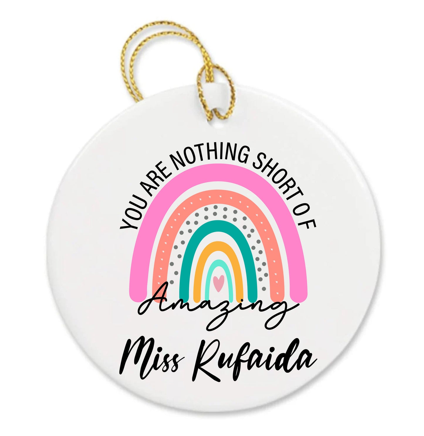 Personalized Cute Teacher Appreciation Custom Thank You Rainbow Ornament