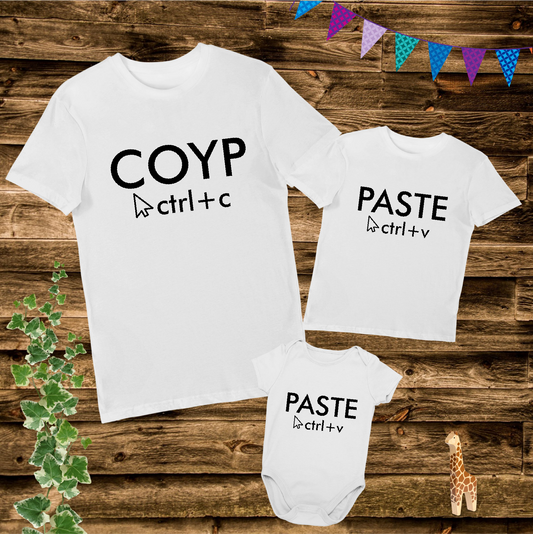 Copy Paste Dad Mom and Kid Baby Family Matching T Shirt