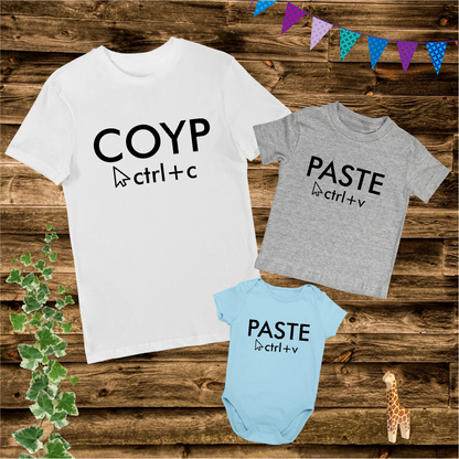 Copy Paste Dad Mom and Kid Baby Family Matching T Shirt