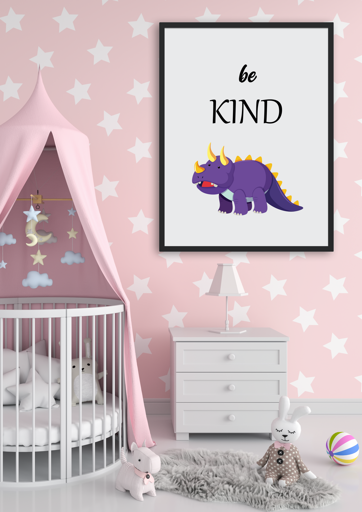 Be Kind Dinosaur Nursery Art Prints