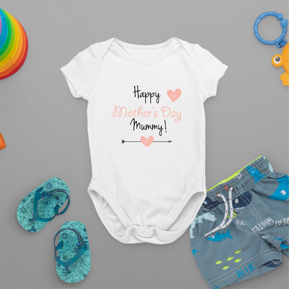 Happy First Mother's Day Mummy Cute Baby Bodysuit Short Sleeves and Long Sleeves