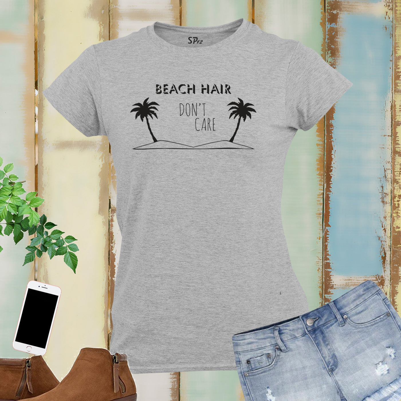 Beach Hair Don't Care Tree Women T Shirt