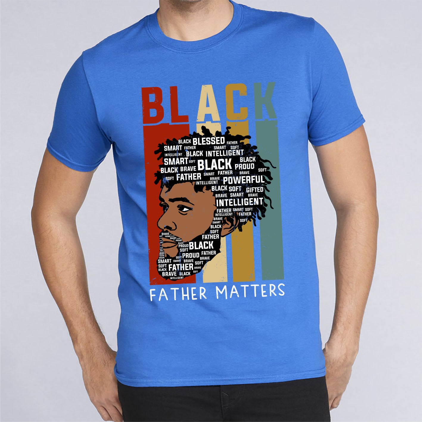 Black Father Matters Dads Rock Custom Short Sleeve Fathers Day T-Shirt