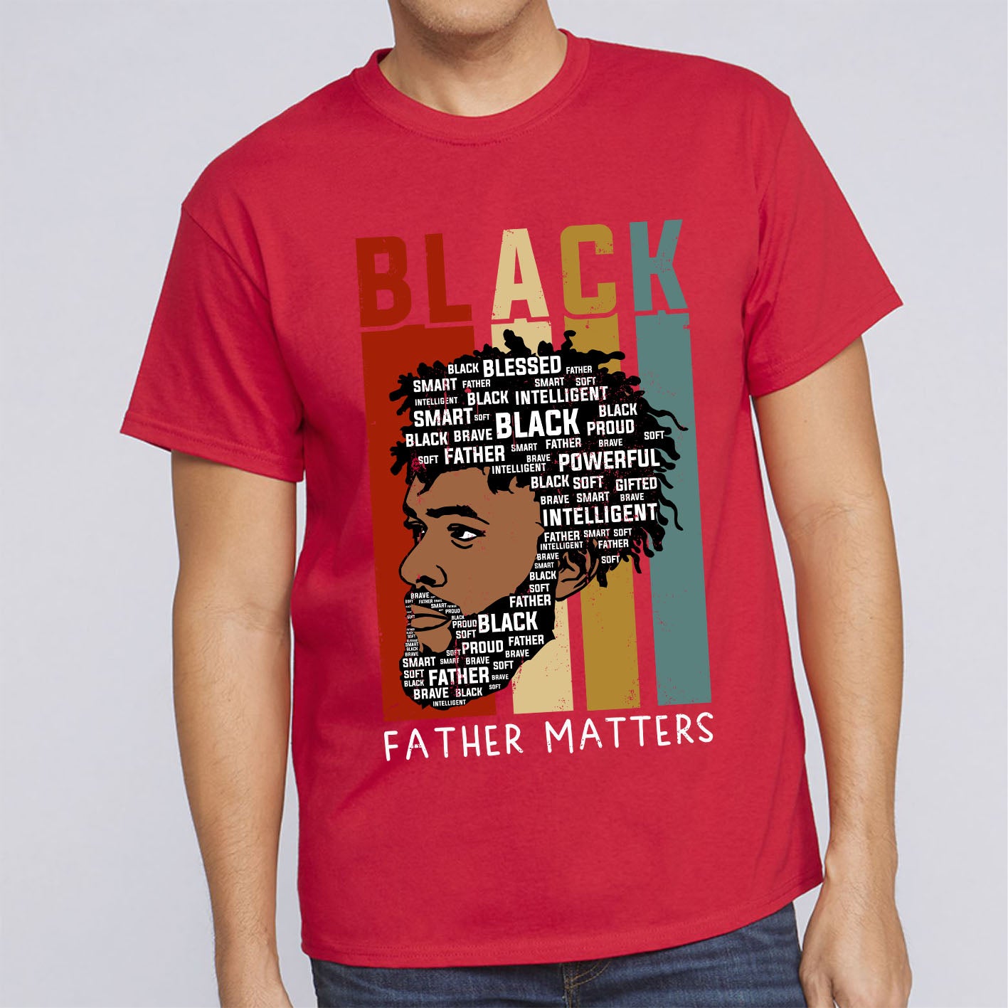 Black Father Matters Dads Rock Custom Short Sleeve Fathers Day T-Shirt