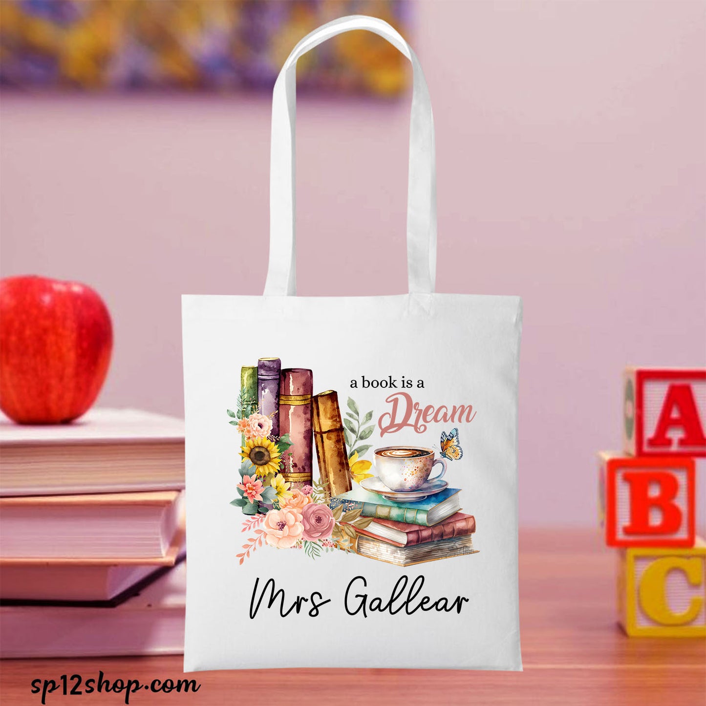 Teacher Appreciation  Librarian Custom Thank You Gift Shopping Tote Bag