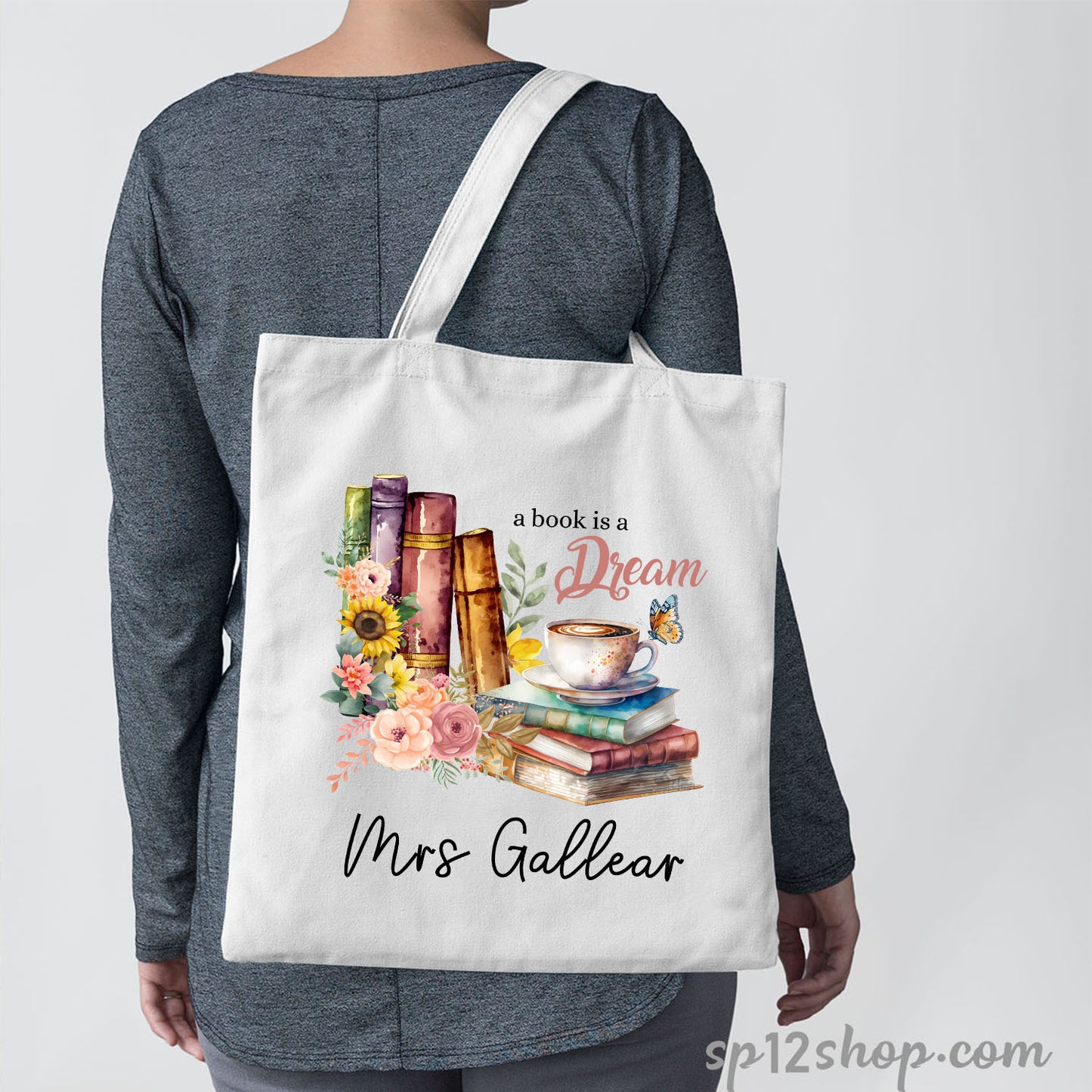 Teacher Appreciation  Librarian Custom Thank You Gift Shopping Tote Bag