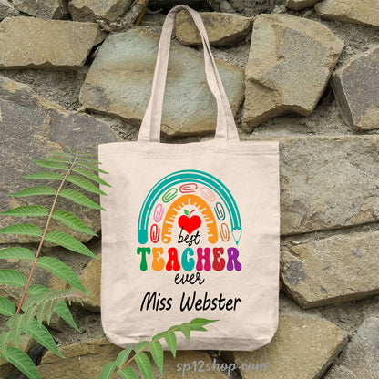 Teacher Appreciation Gifts Custom Rainbow Thank You Shopping Tote Bag