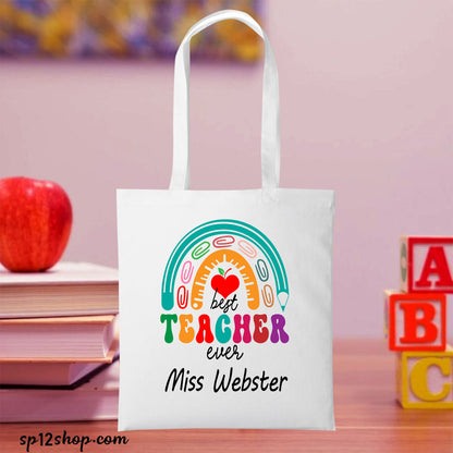 Teacher Appreciation Gifts Custom Rainbow Thank You Shopping Tote Bag