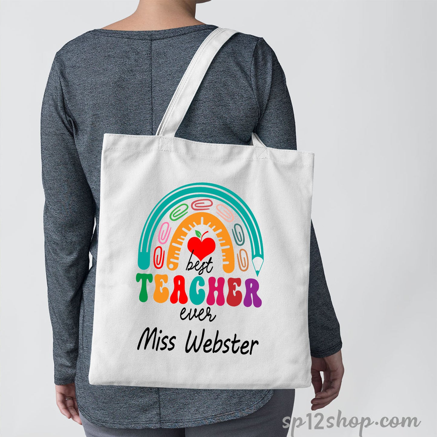 Teacher Appreciation Gifts Custom Rainbow Thank You Shopping Tote Bag