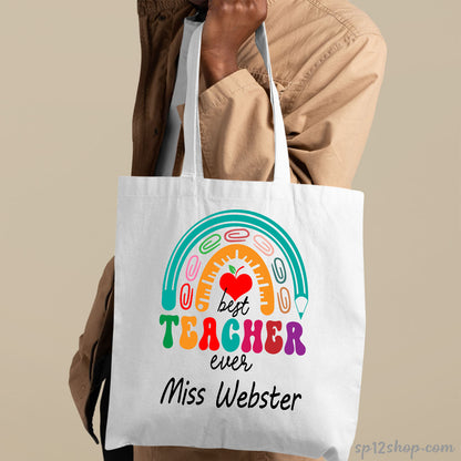 Teacher Appreciation Gifts Custom Rainbow Thank You Shopping Tote Bag