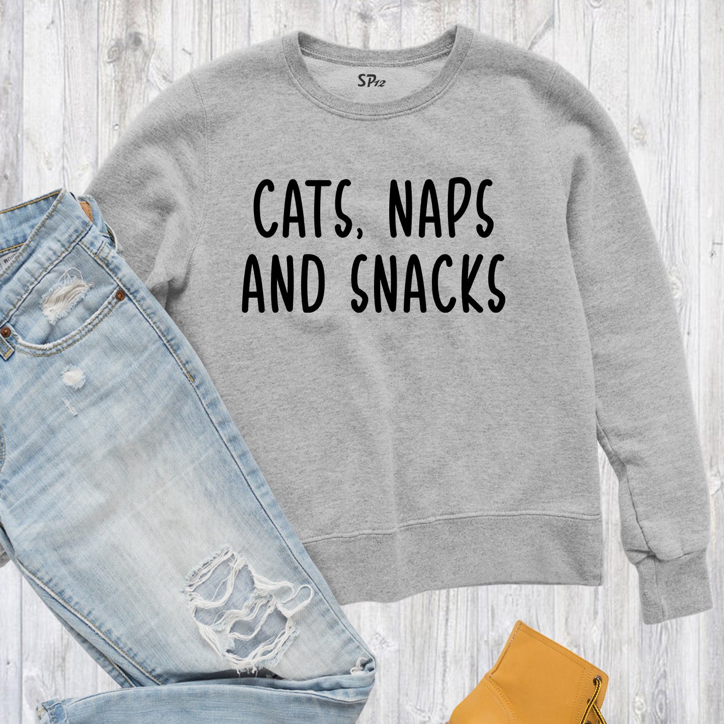 Cats Naps And Snacks Sweatshirt Cat Lover Jumper