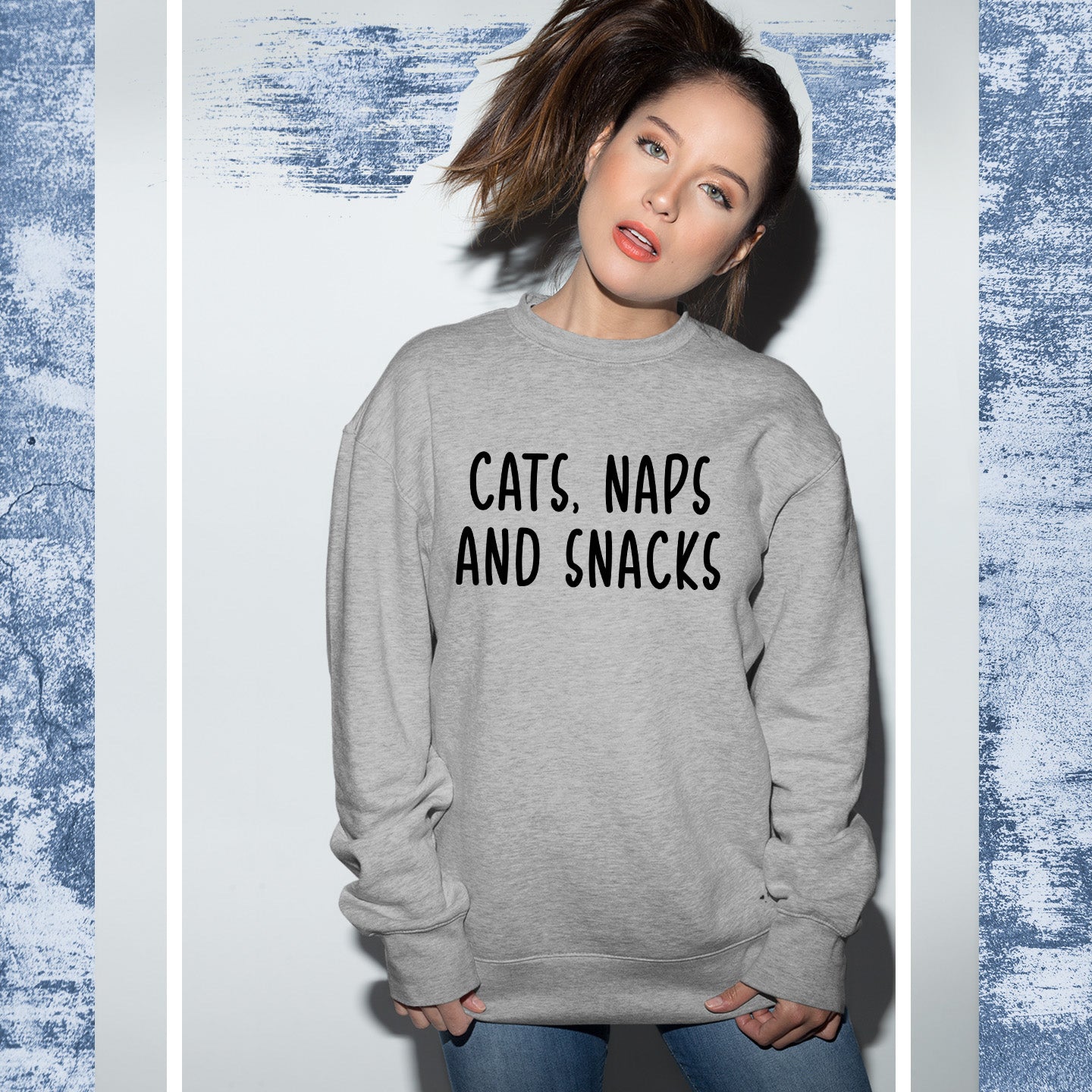 Cats Naps And Snacks Sweatshirt Cat Lover Jumper