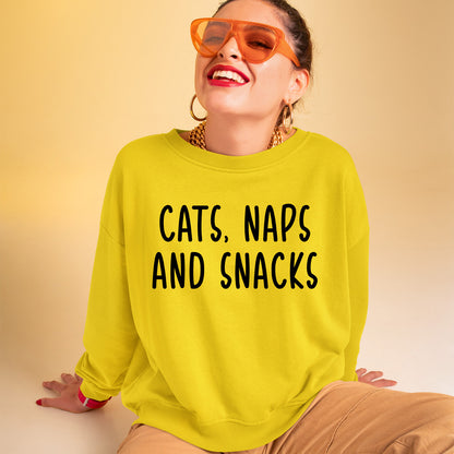 Cats Naps And Snacks Sweatshirt Cat Lover Jumper