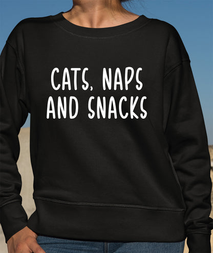 Cats Naps And Snacks Sweatshirt Cat Lover Jumper